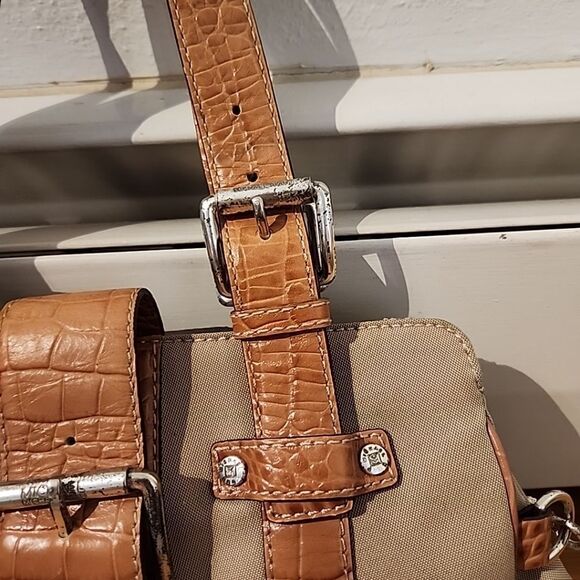 Vtg Michael Buckle Flap Hobo Shoulder Bag Purse Camel Saddle Y2k READ DAMAGE - Picture 4 of 15